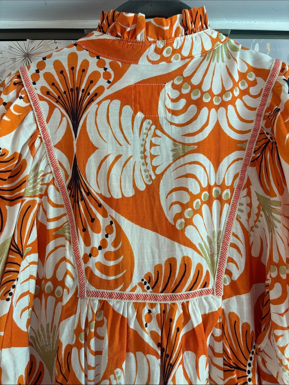 Umgee Orange & Cream Floral Ruffled Mini Dress - Picture 5 of 7
